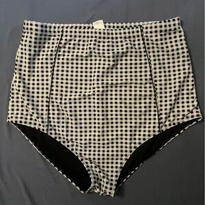 High-Waisted Black and White Checkered Bikini Bottom